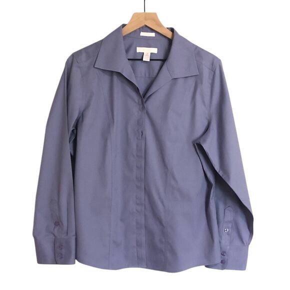 Chico’s Non Iron Button Up Shirt Size 2 - US 12/L Lavender Purple Long Sleeve - Picture 1 of 4